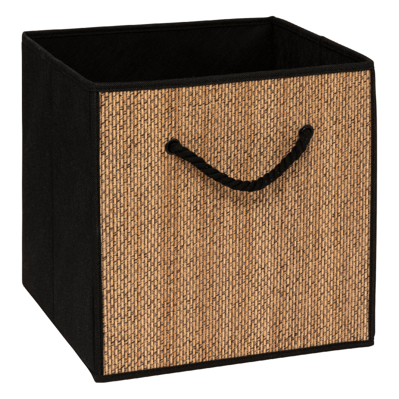 5five Simply Smart Textilní kontejner na uchovávání STEMY, s úchytem, 31 x 31 x 31 cm, černý hnědý