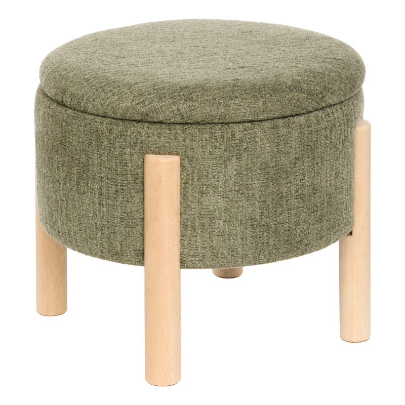 Atmosphera Puf se schránkou ELKI, Ø 45,5 × 37 cm, khaki olivový