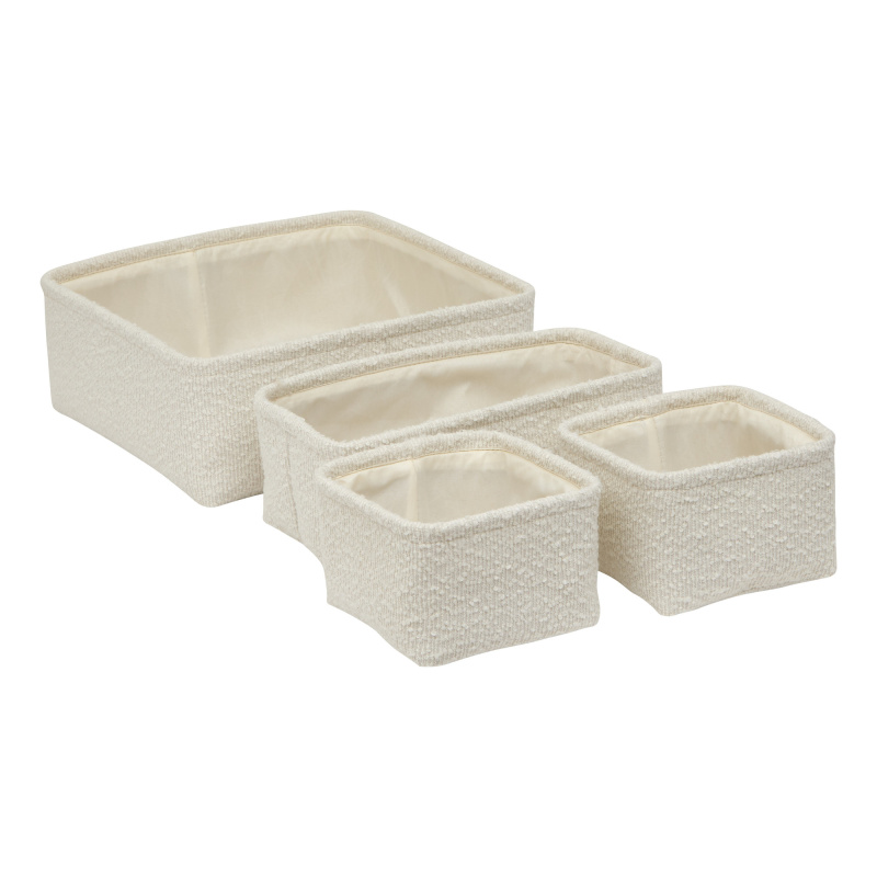 5five Simply Smart Sada 4 textilních košů BOUCLETTE, 15,5 x 15,5 x 11 cm - bílý bílý