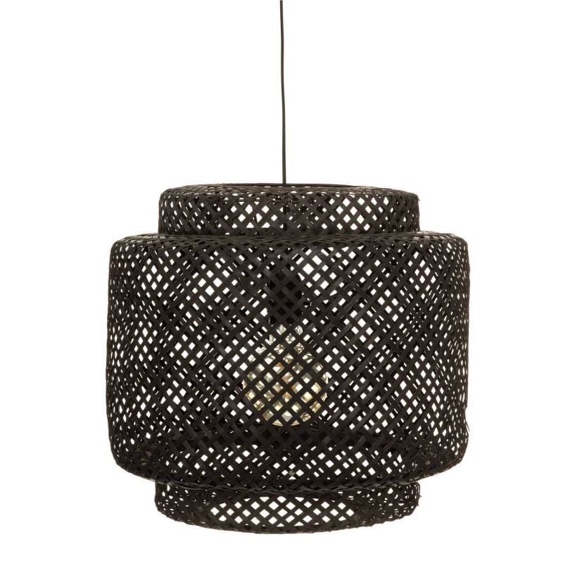 Atmosphera Závěsná lampa LIBY s ažurovým stínidlem z bambusu, Ø 40 cm černá