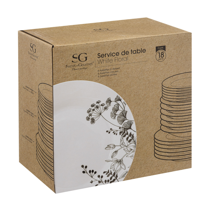Secret de Gourmet Porcelánová jídelní sada WHITE FLORAL pro 6 osob, 18 dílů bílý