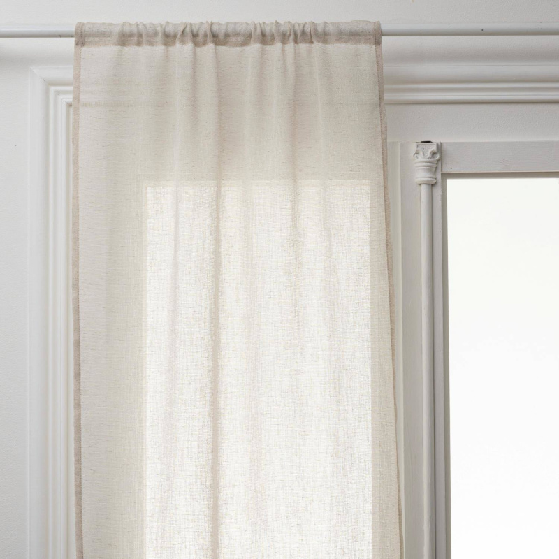 Atmosphera Záclony do kuchyně krátké, lněný efekt, 100% polyester, 2 kusy, 60 x 90 cm bílý