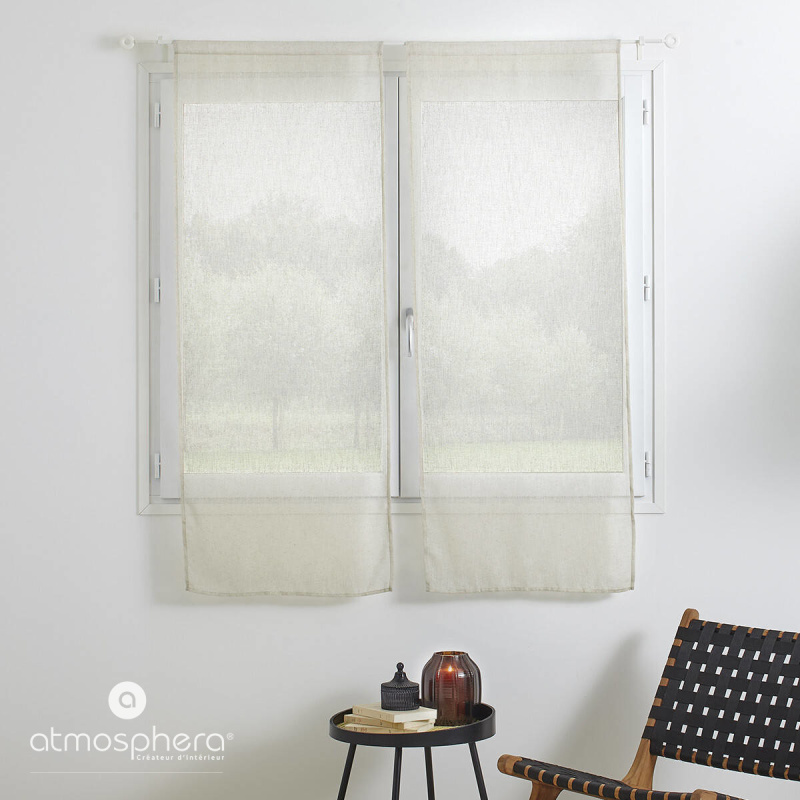 Atmosphera Krátké záclony, lněný efekt, 100% polyester, 2 kusy, 60 x 160 cm bílý