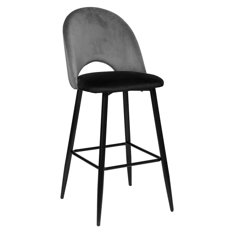 Atmosphera Barová sametová židle KARA, 110 cm šedá