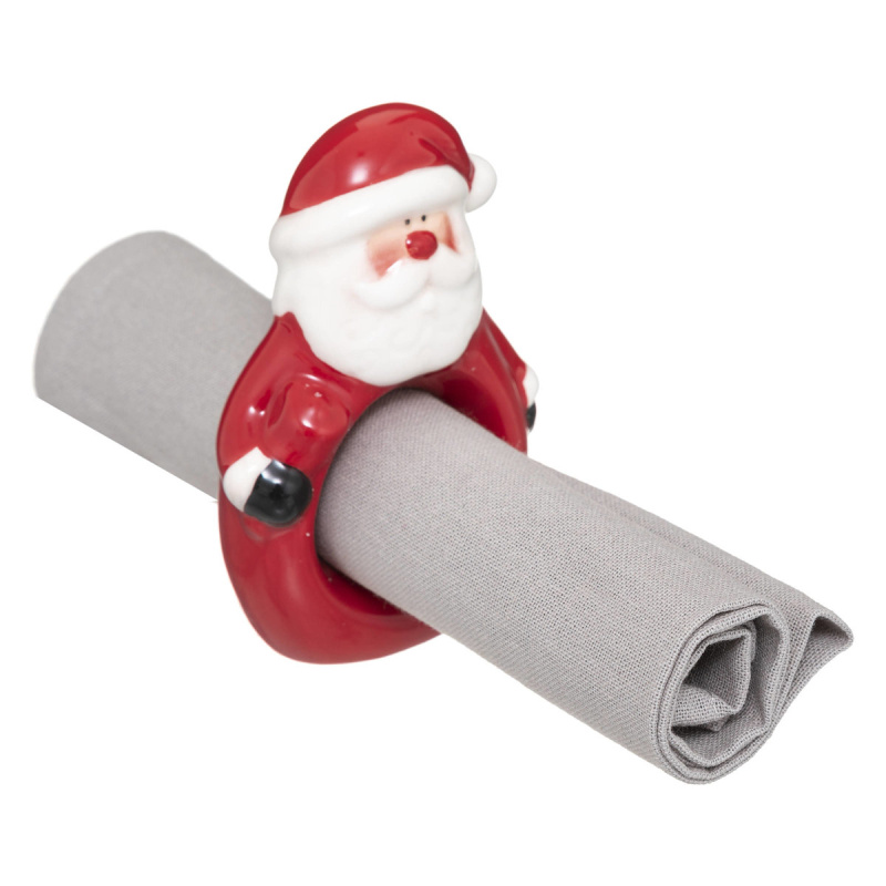 Atmosphera Keramický kroužek na ubrousky Santa Claus červená