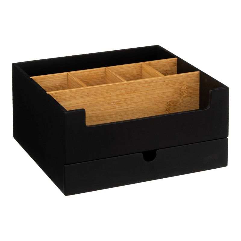 5five Simply Smart Organizér na kosmetiku se zásuvkou, černý, bambusový černá