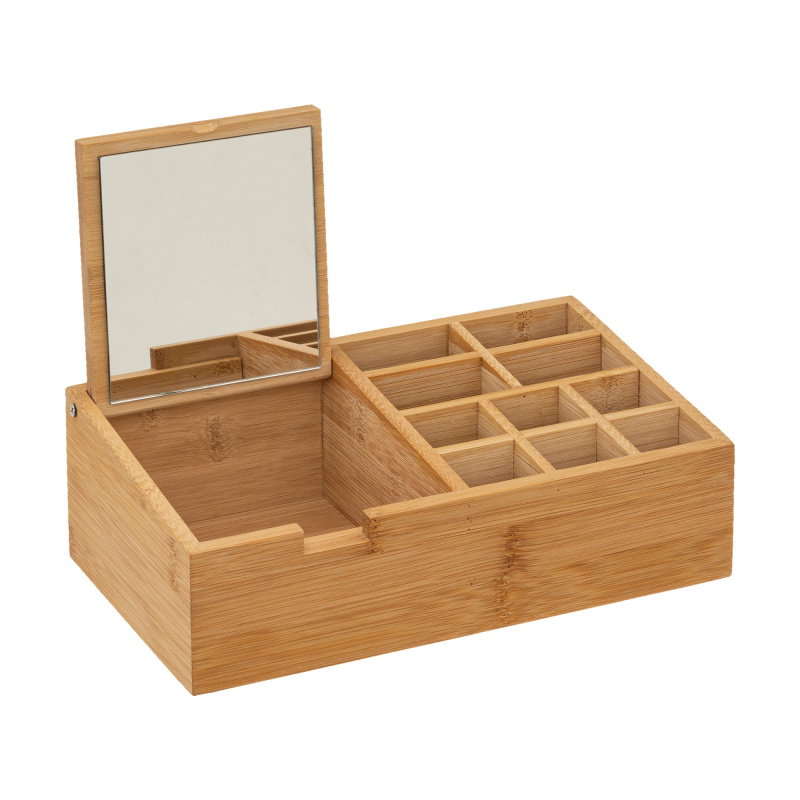 5five Simply Smart Organizér na kosmetiku se zrcadlem, bambusový, 24 x 14 cm hnědý
