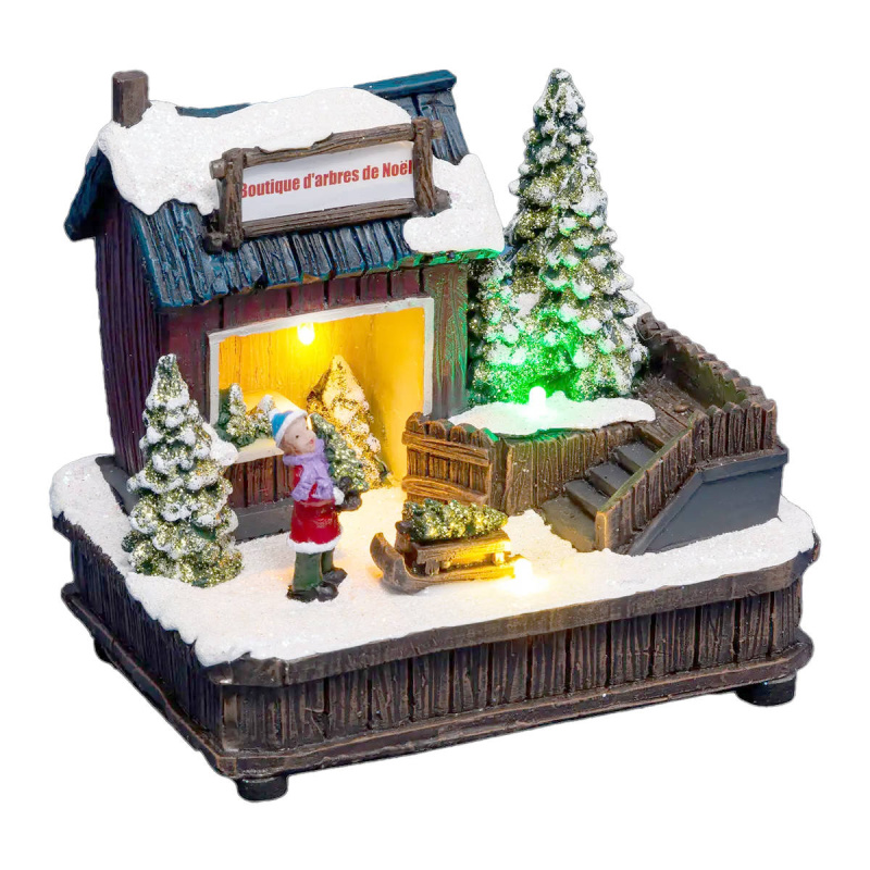 Fééric Lights and Christmas Vánoční vesnička, scéna s ochodem s vánočními stromečky vícebarevná
