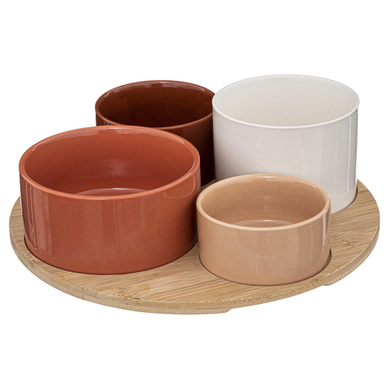 Secret de Gourmet Servírovací set: 4 misky a bambusový tác, 5 prvků vícebarevná