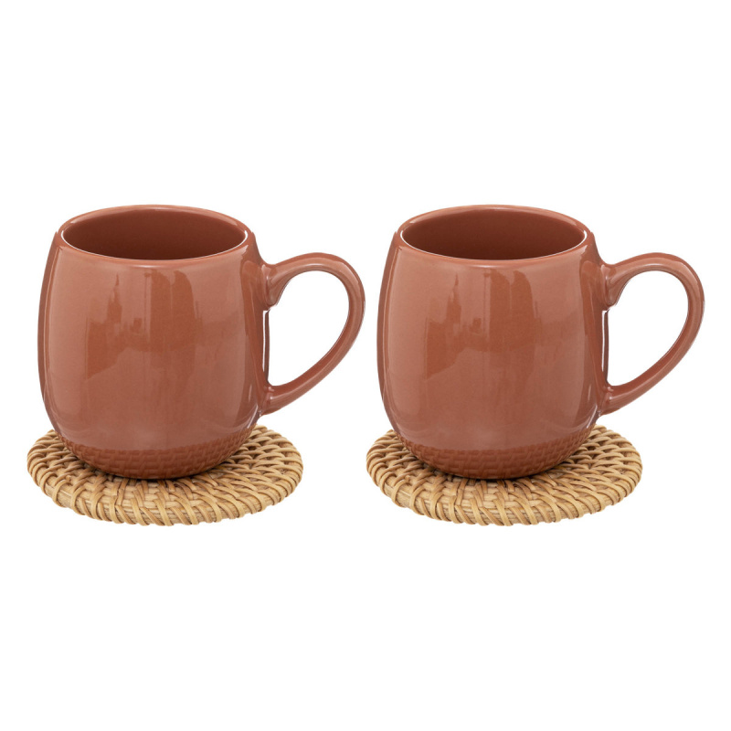 Secret de Gourmet Keramické hrnky ALICANTE, 2 kusy, 300 ml + podtácky oranžová