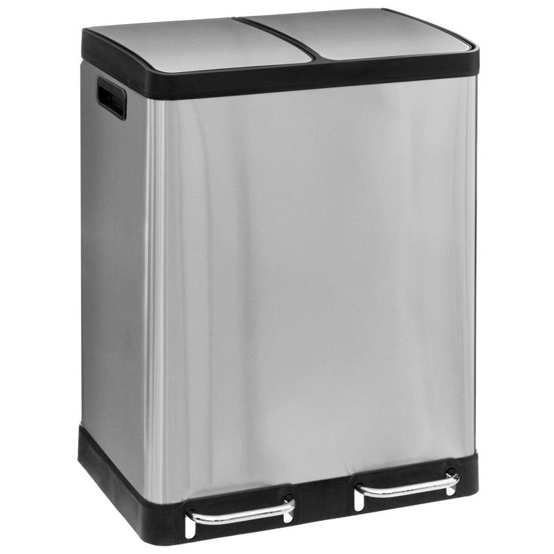 5five Simply Smart Koš se dvěma přihrádkami Ariane, nerezová ocel, s pedálem, 2 x 30 l šedá