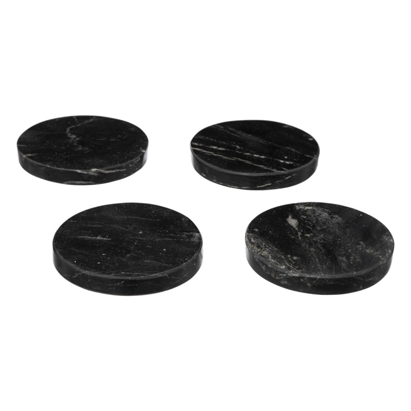 Secret de Gourmet Podtácky pod hrnky MARBLE, Ø 10 cm, 4 kusy, černé černá