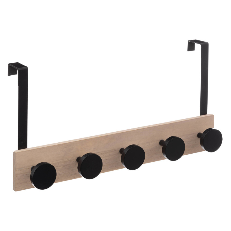 5five Simply Smart Věsák na dveře s 5 háčky, 50 cm černá