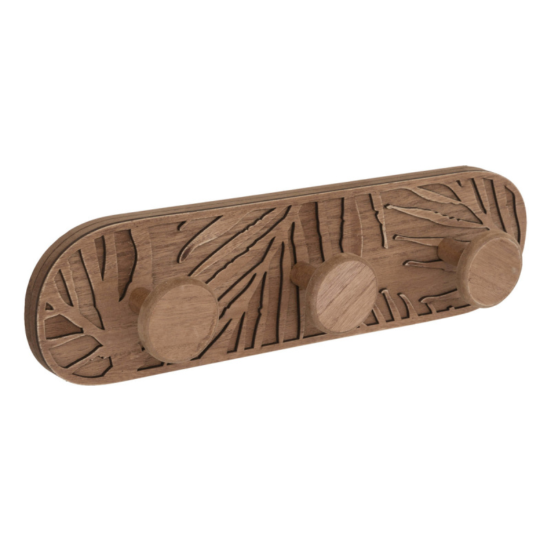 Atmosphera Nástěnný věšák ALI s háčky, dřevěný, 38 x 10 cm hnědá 69296