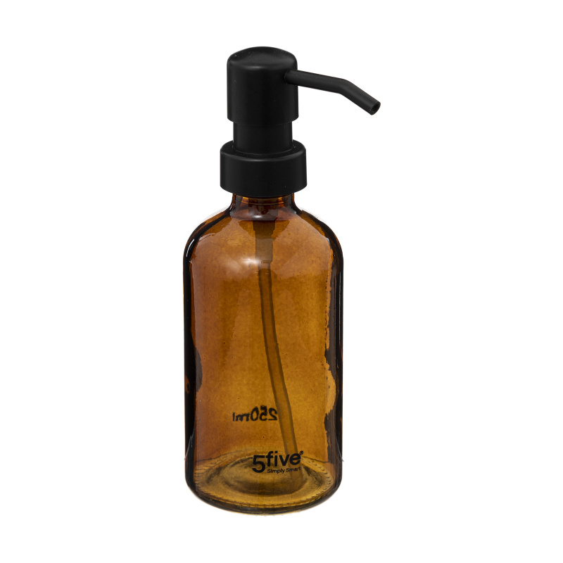 5five Simply Smart Dávkovač mýdla, skleněný, 250 ml, hnědý hnědý