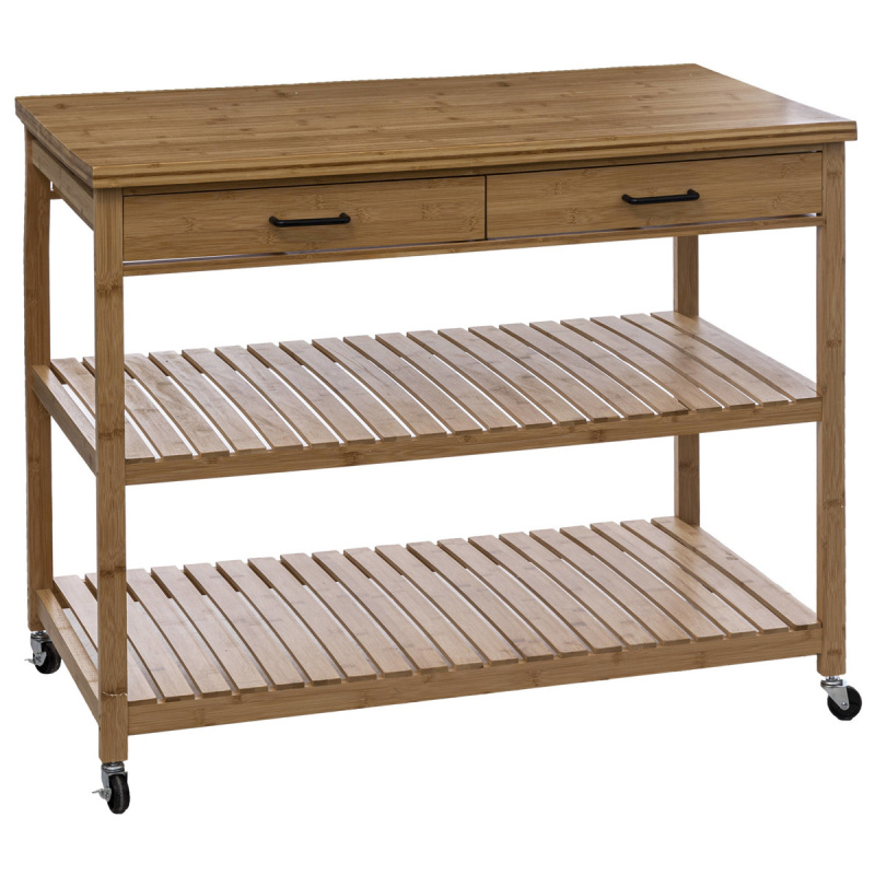 5five Simply Smart Kuchyňský regál na kolečkách, bambus, 108 x 60 x 90 cm hnědý