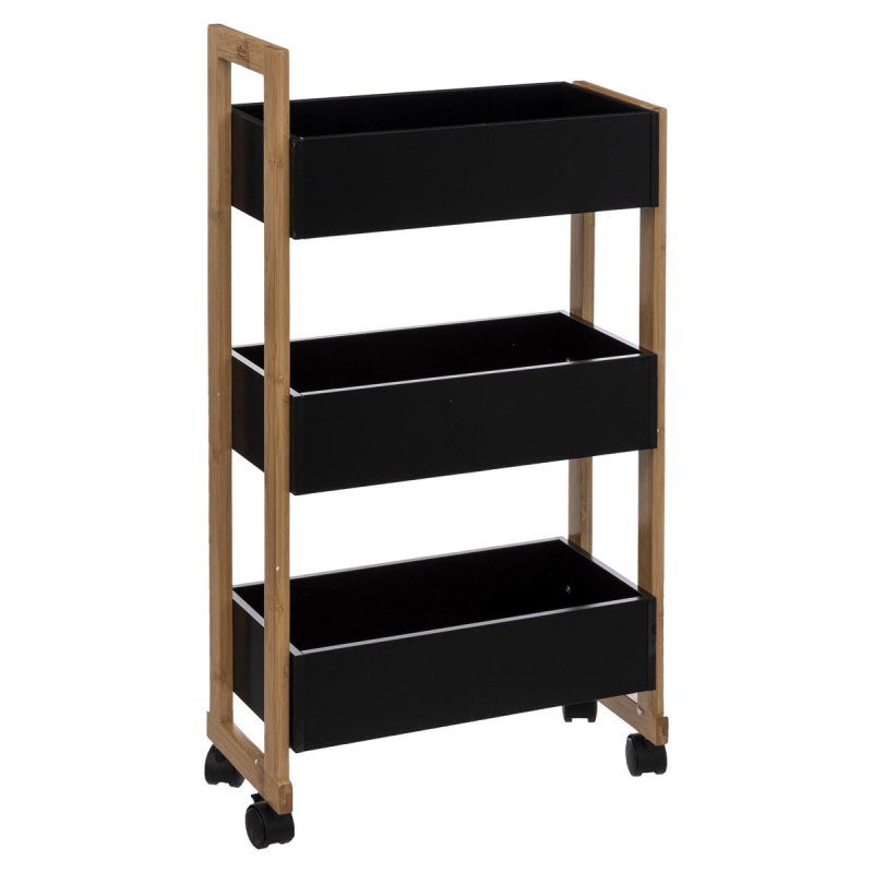5five Simply Smart Koupelnový regál na kolečkách BAMBOO, černý, 3patrový černá