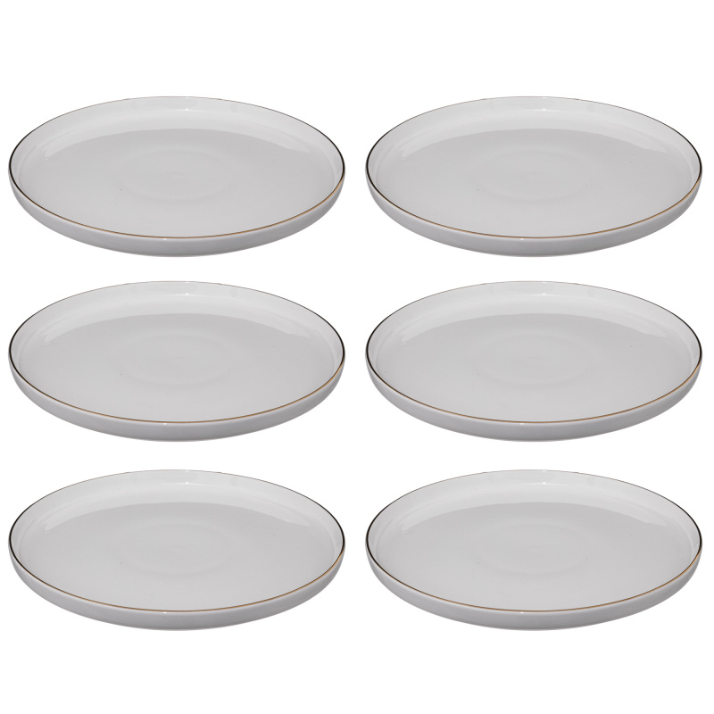 Secret de Gourmet Porcelánové jídelní talíře SUBLIMA se zlatým okrajem, 6 ks × Ø 27 cm bílý
