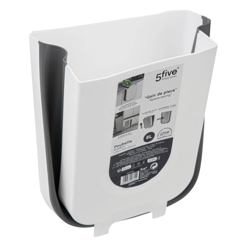 5five Simply Smart Malý odpadkový koš na dveře, 8 l bílá