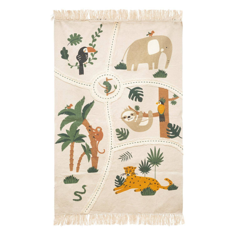 Atmosphera for kids Koberec do dětského pokoje Jungle, mapa, bavlna, 150 x 100 cm vícebarevná