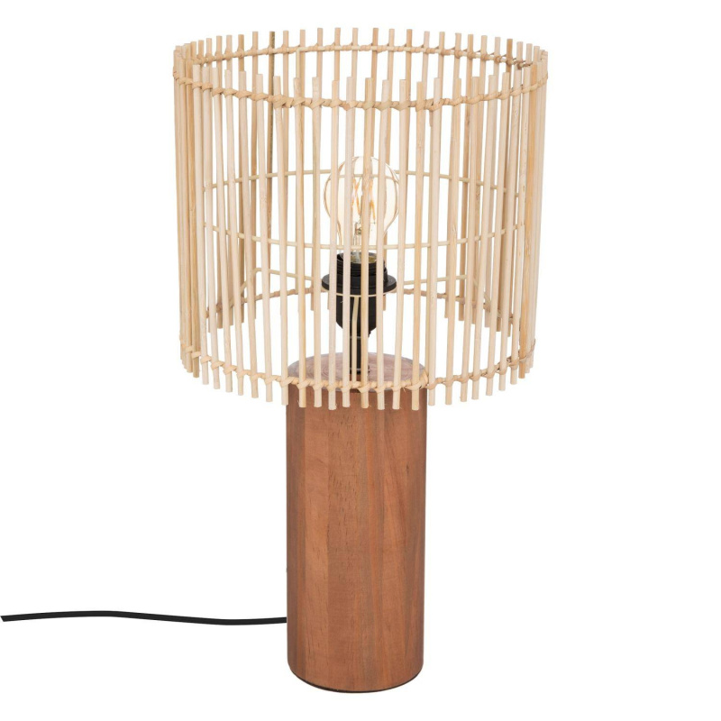 Atmosphera Stolní lampa Davys na dřevěném podstavci, 48 cm béžová