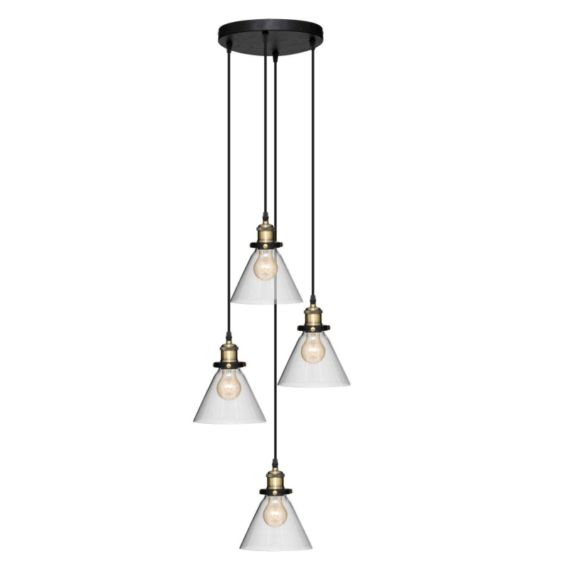 Atmosphera Industriální stolní lampa Alak, čtyřbodová, Ø 18 cm černá