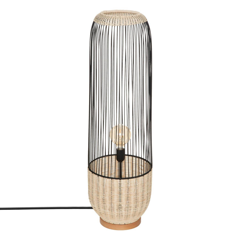 Atmosphera Stojící lampa boho Anea, ratan a kov, výška 95 cm béžová