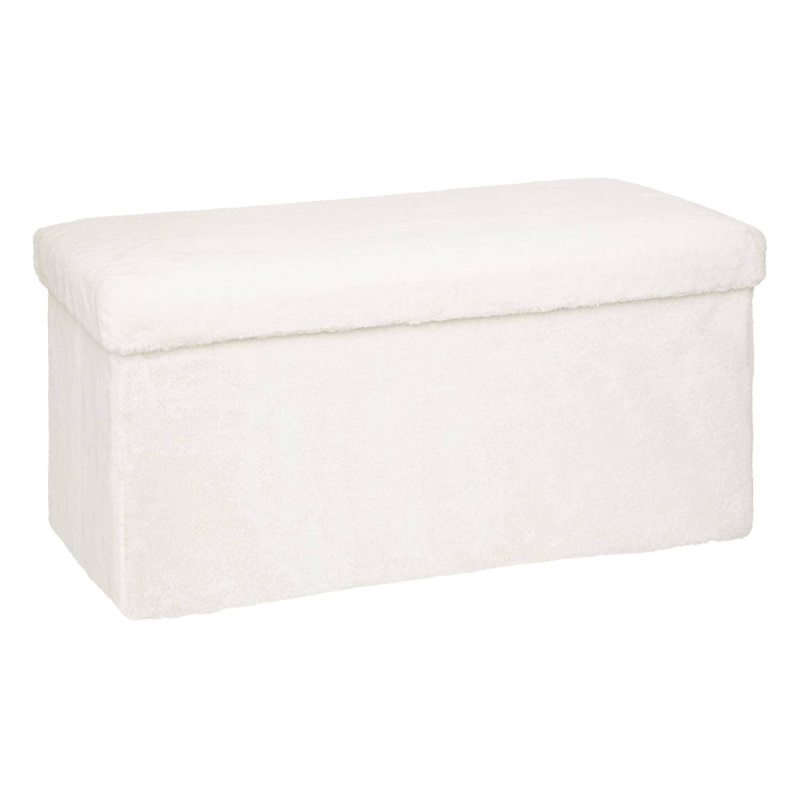 Atmosphera Úložný puf Ezzio, látka s boucle efektem, 78 x 38 x 38 cm bílá