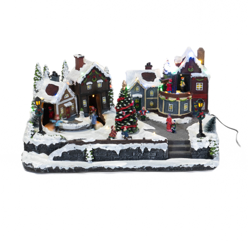 Fééric Lights and Christmas Pohyblivá vánoční scéna s osvětlením, 45 x 20,5 cm vícebarevná