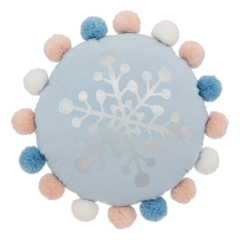 Atmosphera for kids Kulatý polštář s bambulemi HIVER modrá