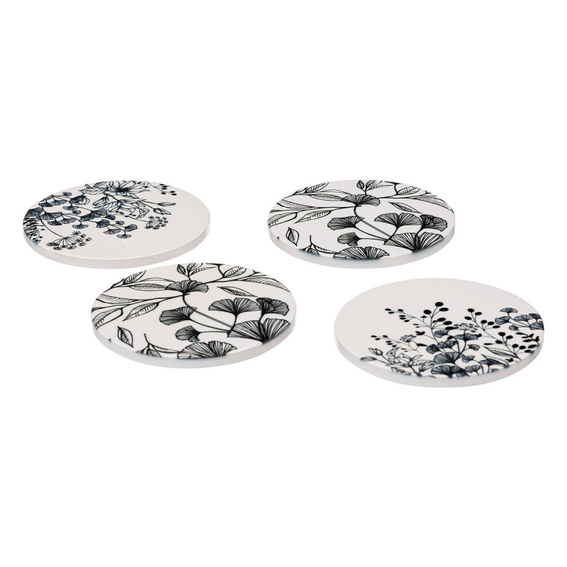 Secret de Gourmet Podložky pod šálek FLORAL, Ø 10 cm černá