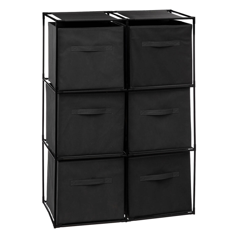 5five Simply Smart Regál s 6 textilními boxy, výš, 98 cm černá