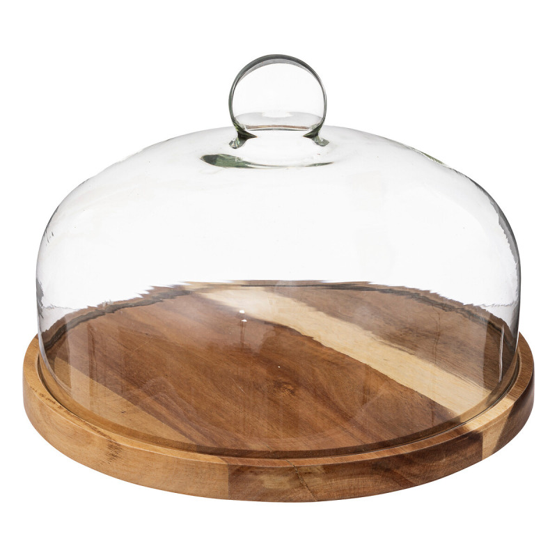 Secret de Gourmet Dekorativní lampa se skleněným stínidlem, Ø 28 × 19 cm, akátové dřevo hnědý