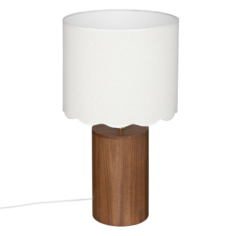 Atmosphera Stolní lampa s bílým stínítkem VANIA, dřevěná konstrukce, Ø 28 cm hnědá
