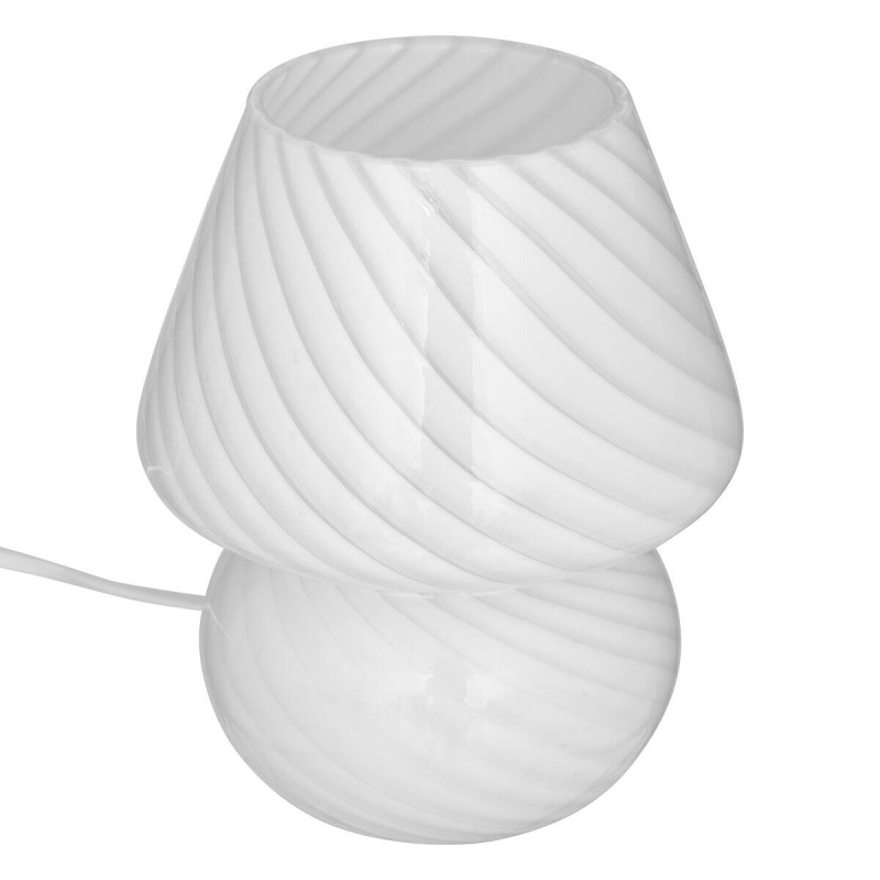 Atmosphera Stolní lampa ve tvaru houby CARA, skleněná, Ø 15 cm, bílá bílá