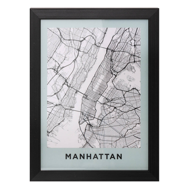Atmosphera Plakát v rámu mapa města, 18 x 24 cm, černý rám zelená