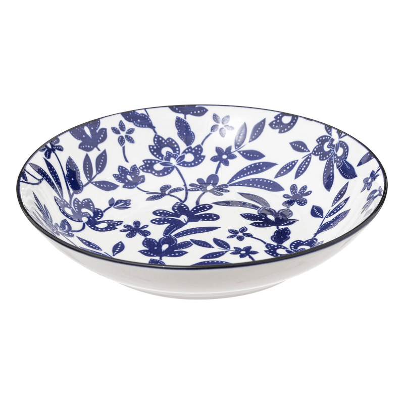 Secret de Gourmet Hluboký porcelánový talíř na polévku MARIA, květinový vzor, O 20 cm modrá