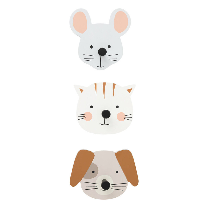 Atmosphera for kids Věšáky do dětského pokoje ANIMALS, 3 háčky vícebarevná