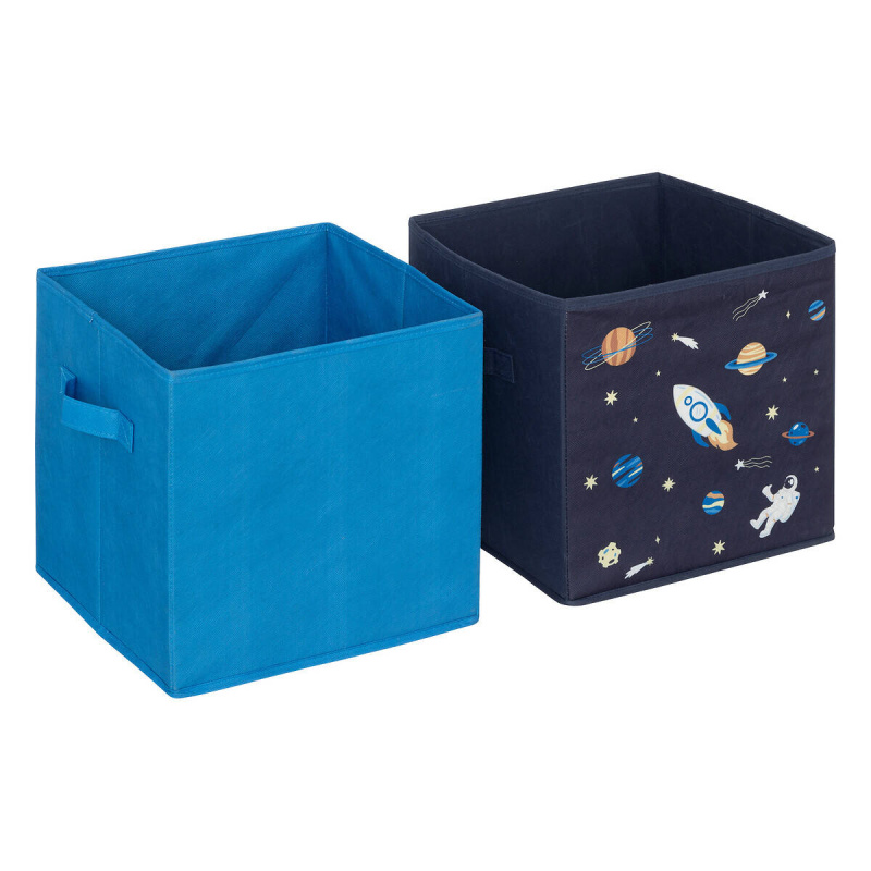 Atmosphera for kids Krabice na hračky pro regál typu kallax SPACE, 2 kusy, 29 x 29 x 29 cm modrá