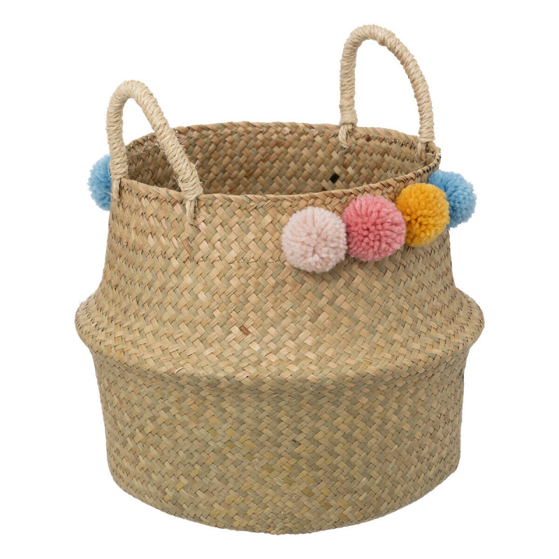 Atmosphera for kids Koš na hračky s držáky BULBA, bambule, Ø 33 cm béžová