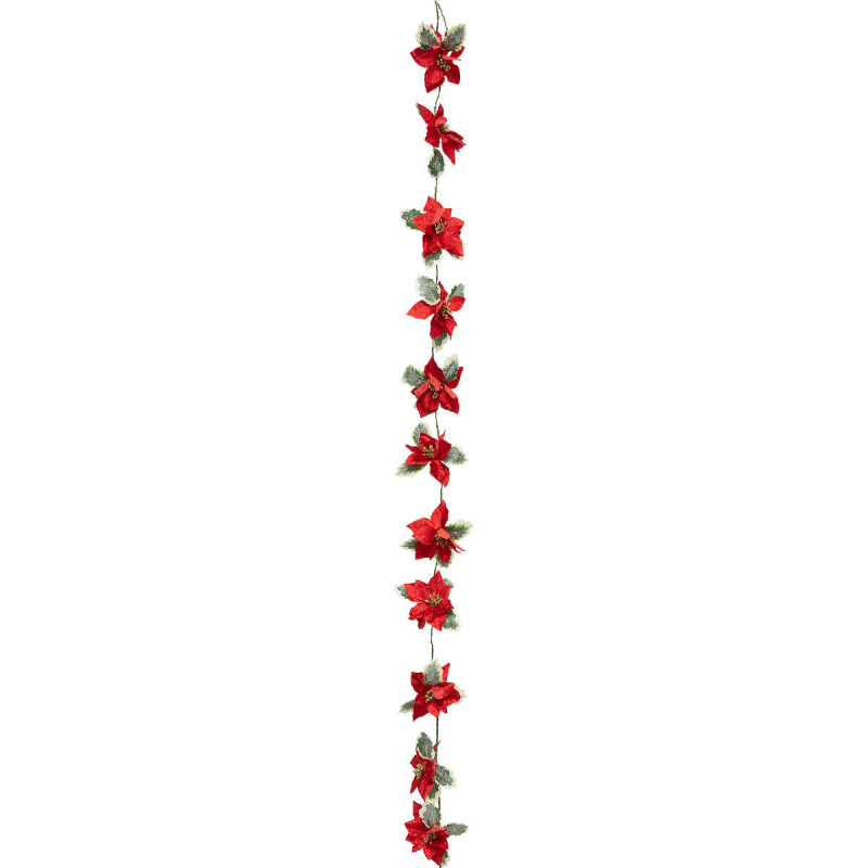 Atmosphera Věnec s červenými vánočními květy, 180 cm červená