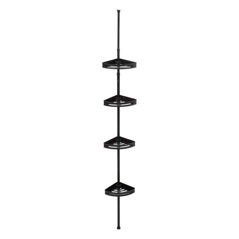 5five Simply Smart Teleskopická police pod sprchu, 4 koše, 20,5 x 20,5 x 240 cm černá