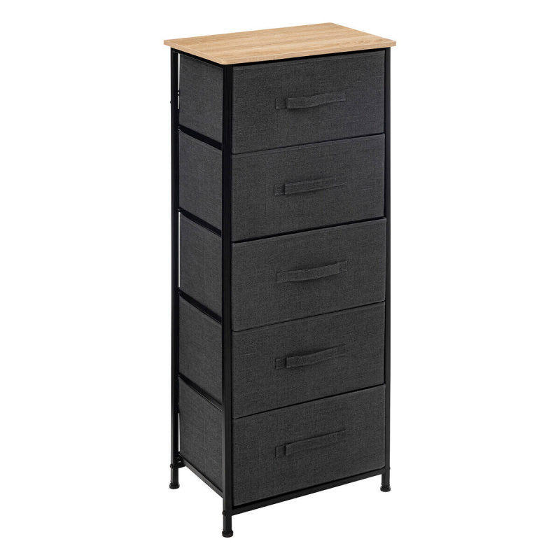 5five Simply Smart Regál s 5 textilními zásuvkami TISS, 45 x 30 x 114 cm antracitová