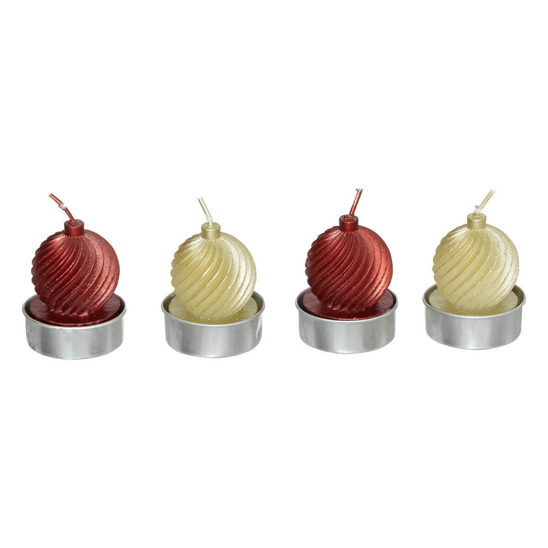Atmosphera Svíčky tealight ve tvaru vánočních koulí, 4 ks vícebarevná