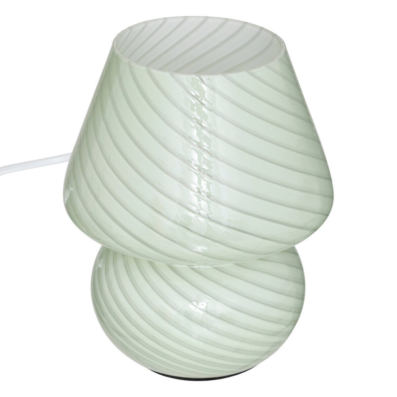 Atmosphera Stolní lampa ve tvaru houby CARA, skleněná, Ø 15 cm, zelená zelená