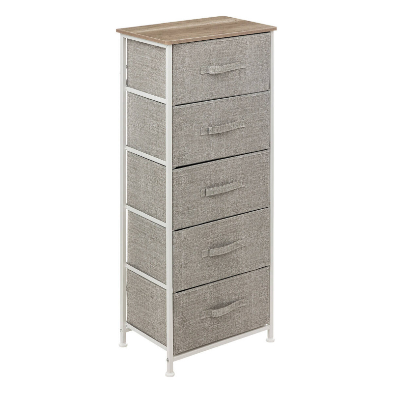 5five Simply Smart Regál s 5 textilními zásuvkami TISS, 45 x 30 x 114 cm šedá