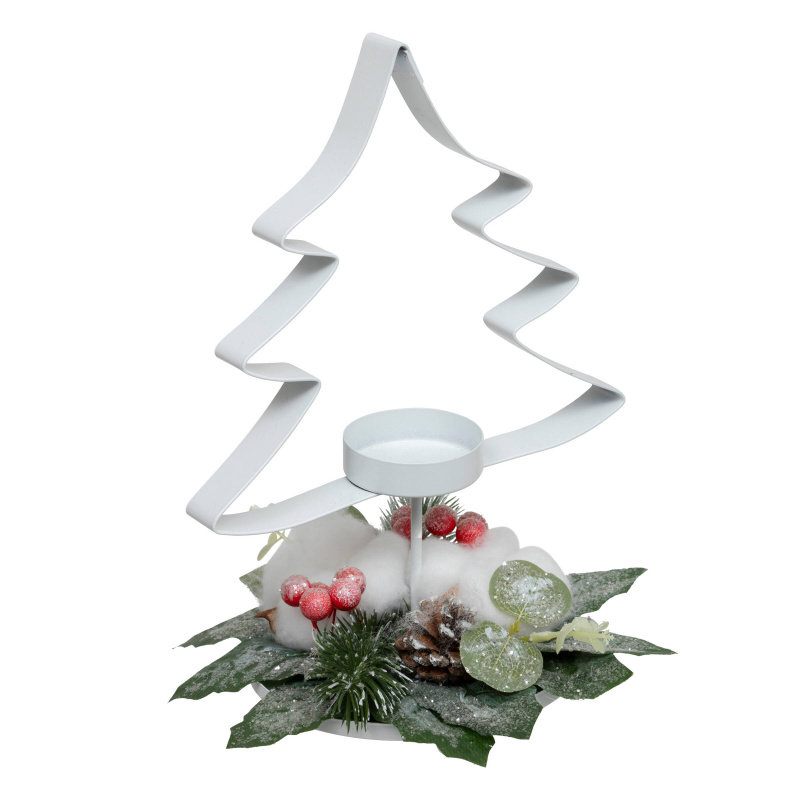 Atmosphera Kovový svícen ve tvaru vánočnícho stromečku na tealight, 25 cm vícebarevná