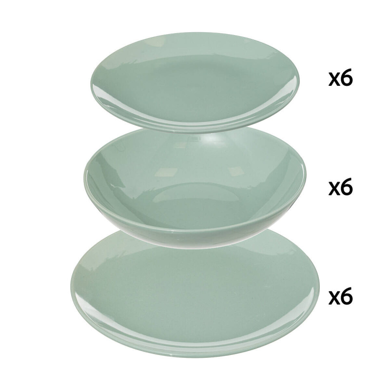 Secret de Gourmet Sada jídelních talířů pro 6 osob COLORAMA v mátové barvě, 18 kusů zelená