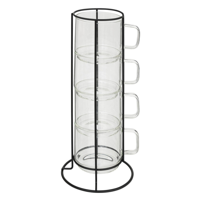 Secret de Gourmet Skleněné šálky na kávu na stojanu GLASS, 300 ml transparentní