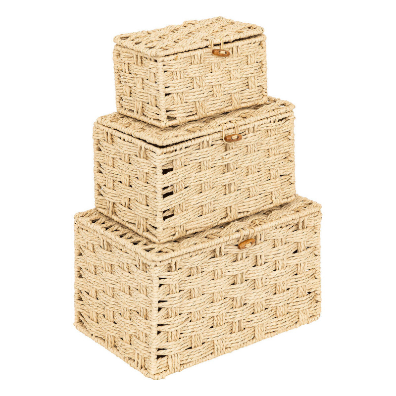 Atmosphera Pletené úložné boxy ELIO, 3 nádoby různých velikostí hnědá